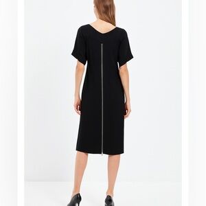 VTG Gerard Darel Black Shift Dress Full Length Exposed Zipper - Size FR 40/US 8